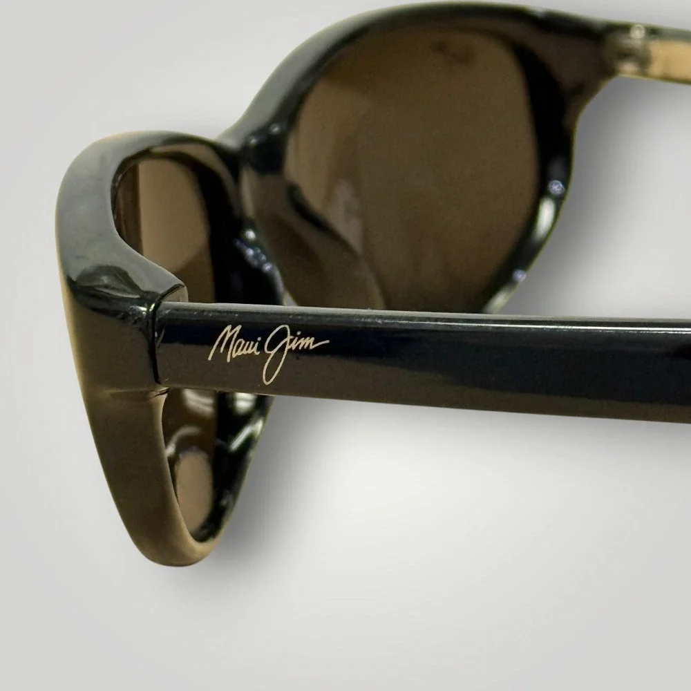 Maui Jim MJ-158-02 Black Oval Sunglasses Womens Made in Japan Vintage Style